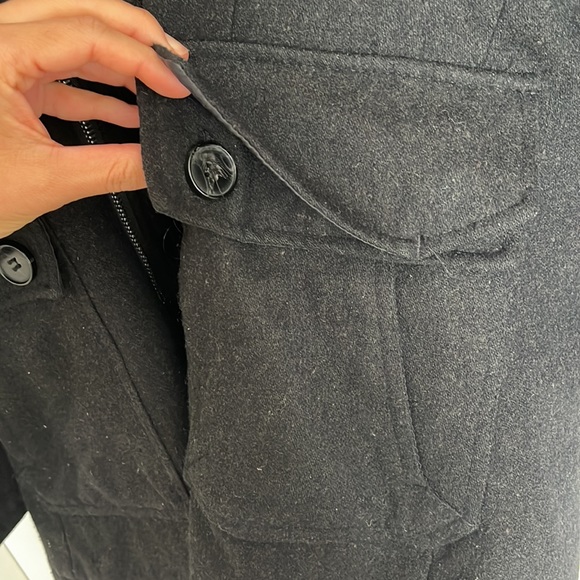 $20/2 Black Jacket Trench Coat Asymmetrical Opening unisex - Picture 8 of 12